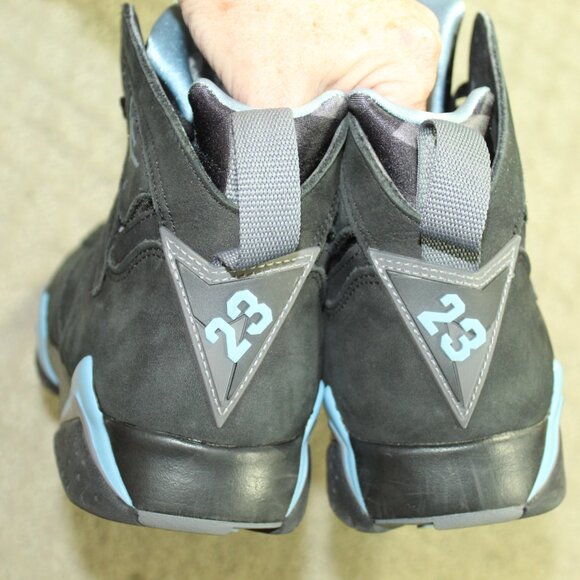 Size 9 - Air Jordan 7 Retro 2023 Chambray Black Blue Nubuck High Top Sneakers - Picture 5 of 6